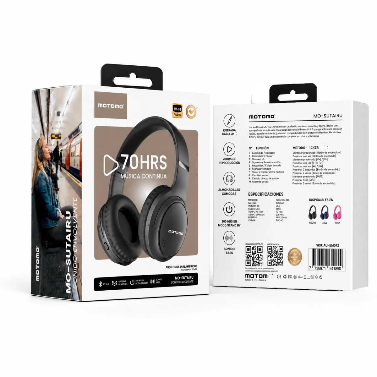 Audífono Bluetooth Inalámbrico Motomo MO-APMAX395 Azul11