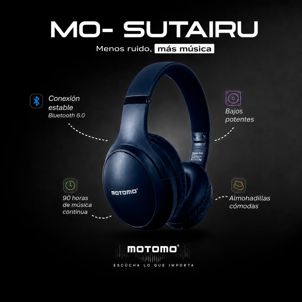 Audífonos Inalámbricos Mo-sutairu Bluetooth 6.0 Premium Azul4