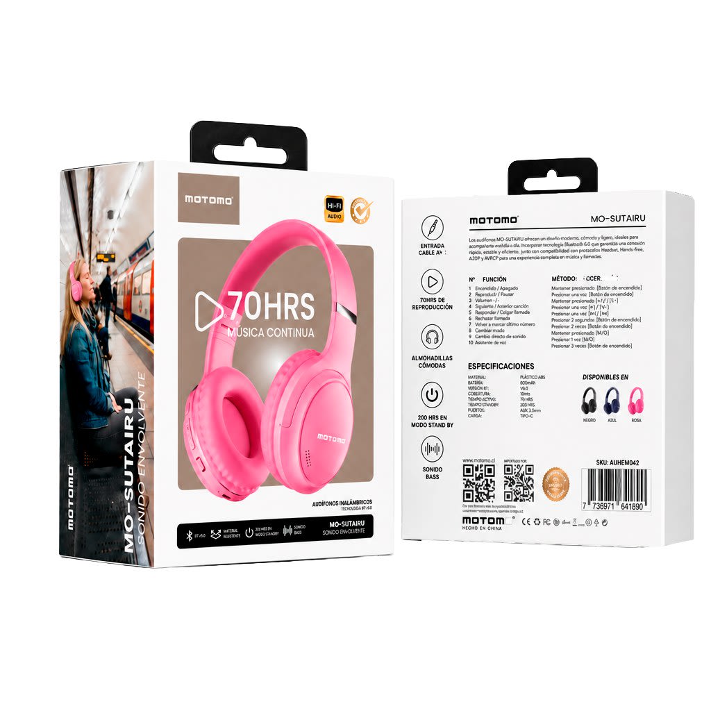 Audífonos Inalámbricos Mo-sutairu Bluetooth 6.0 Premium Rosa6