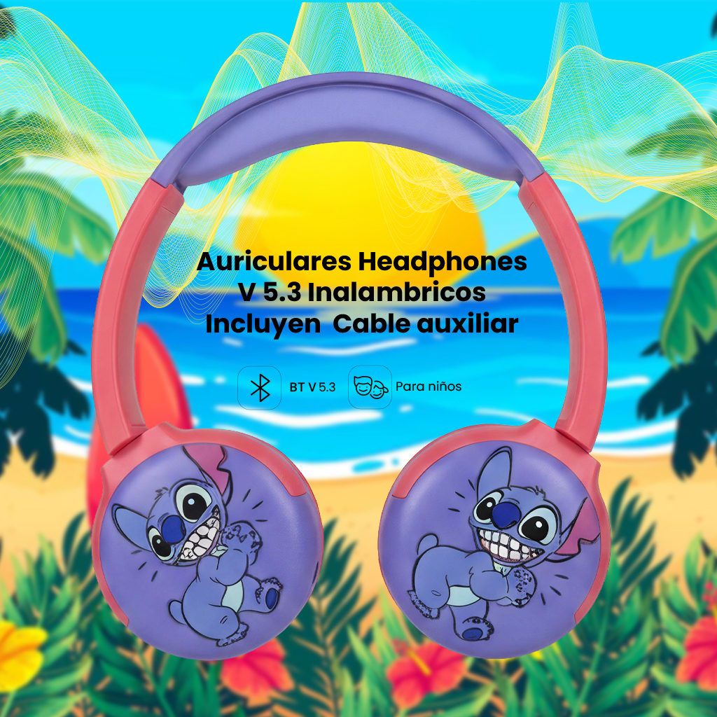 Audífono Bluetooth Inalámbrico Disney Stitch Mora4