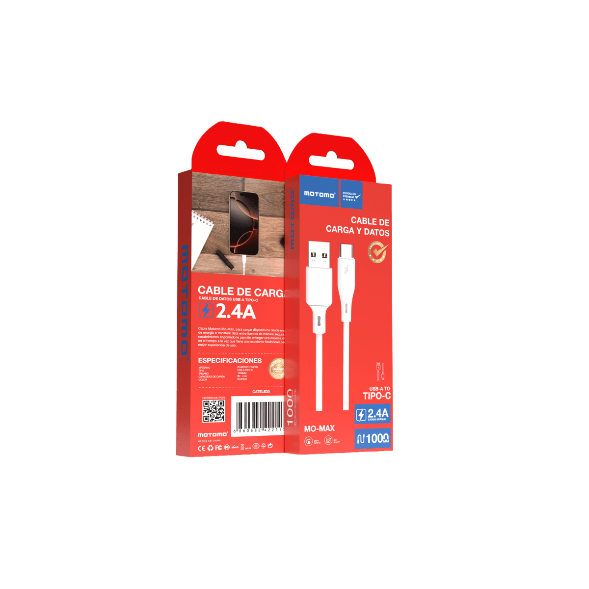 Cable Motomo MO-MAX 2.4A 1000mm Tipo C4