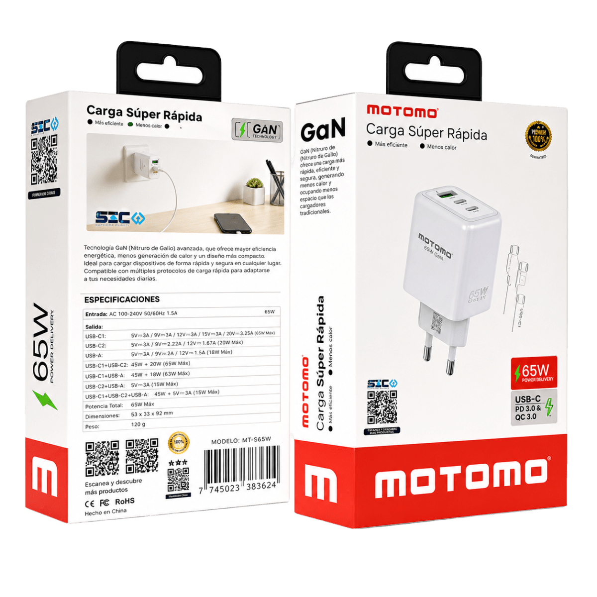 Cargador Rápido Certificado 65w Cable Tipo C Triple Puerto7