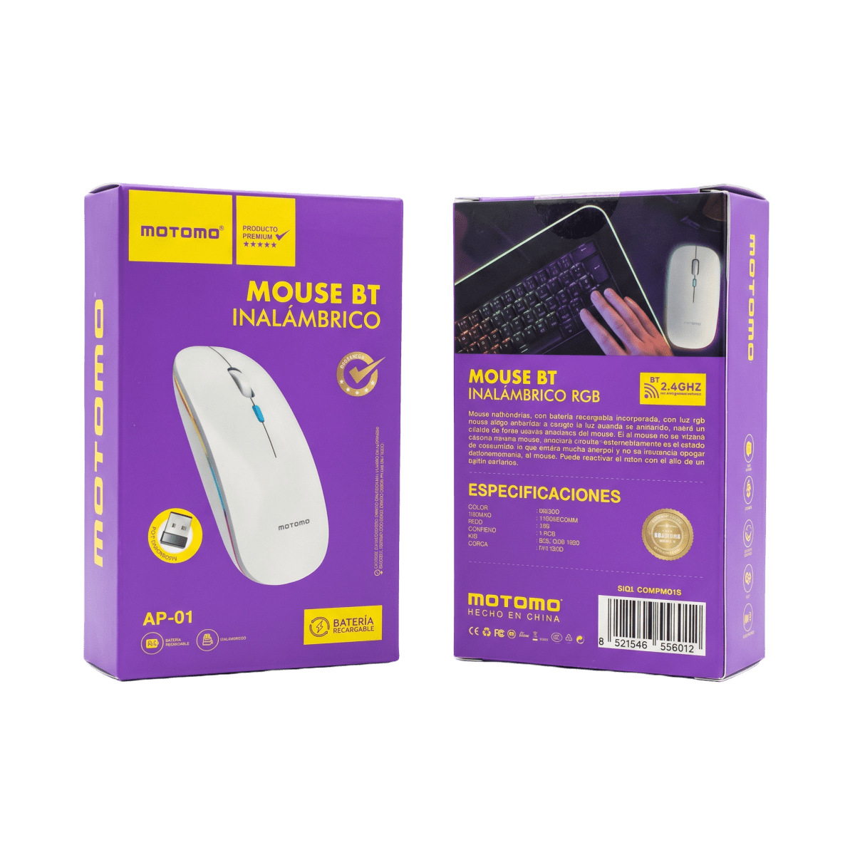 Mouse Inalámbrico Recargable RGB 1600DPI 2.4G Plata5