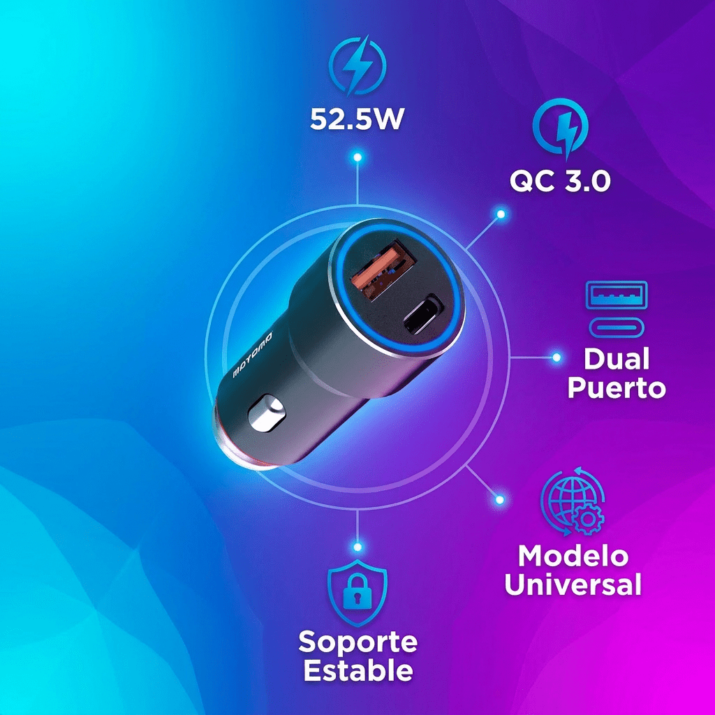 Cargador de Auto Motomo MO-CAR51 52.5W3