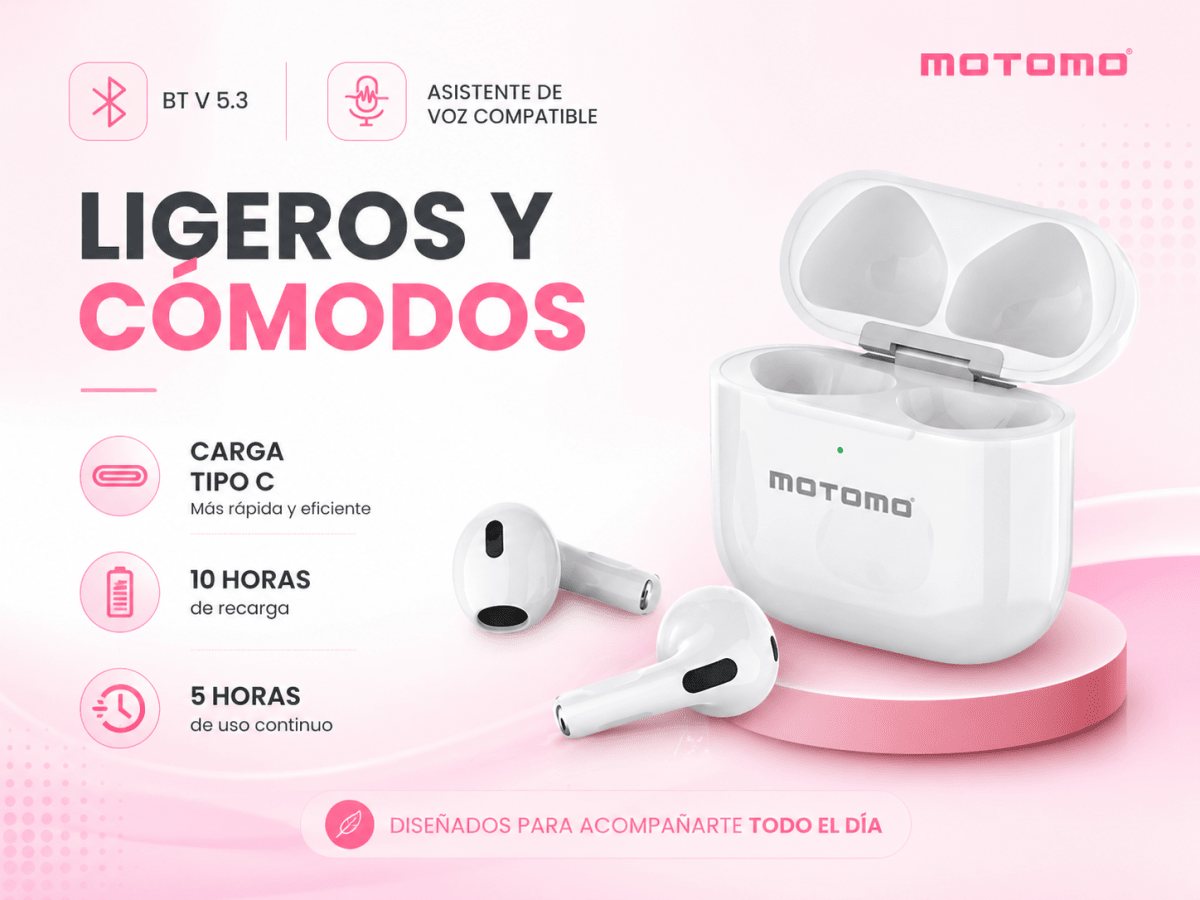 Audífonos In-ear Motomo MO-G024 Bluetooth Blanco Wireless5