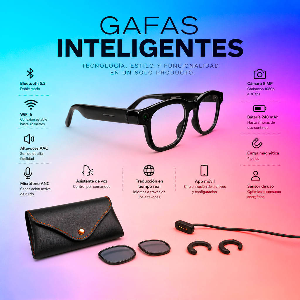 LENTES CON CÁMARA Y AUDIO INTEGRADOS SMART GLASEES AI5