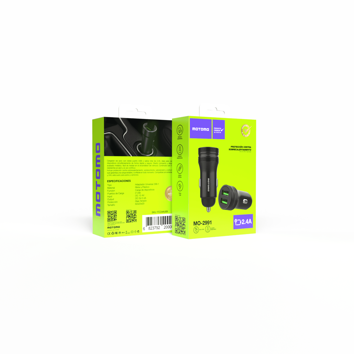 Cargador de Auto 299-1 ABS 2.4A NEGRO3