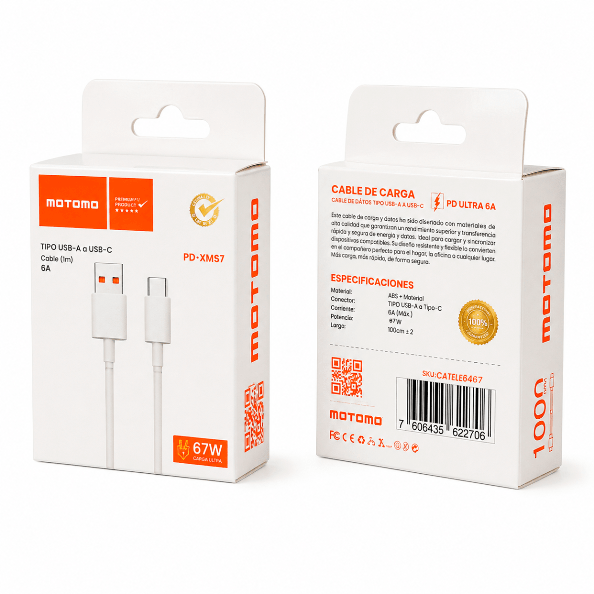 Cable Carga Rápida PD-XMI67 67W 6A 1m Blanco5