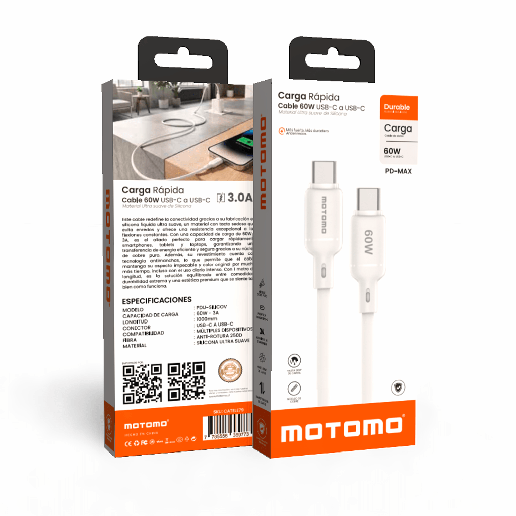 Cable Carga Rapida Motomo PD-MAX 60W USB-C a USB-C5