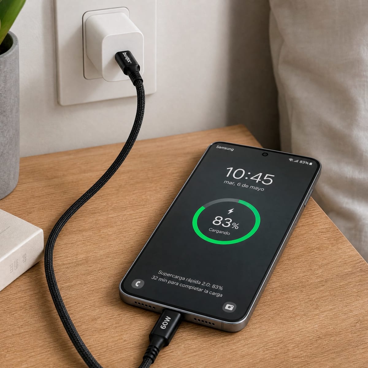 Cable Budix Energy Metal USB-C A USB-C 60w 3a Trenzado 1M4