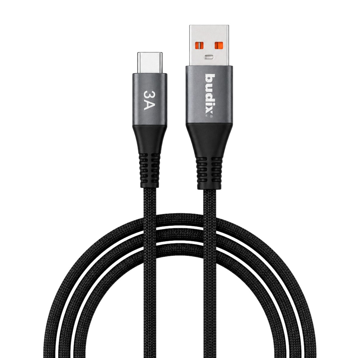 Cable Budix Energy Metal USB-A A USB-C 3.0a Trenzado 1M1