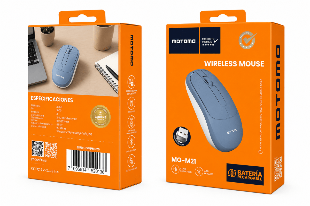 Mouse Inalámbrico Bluetooth 2.4G Recargable Silencioso Azul6