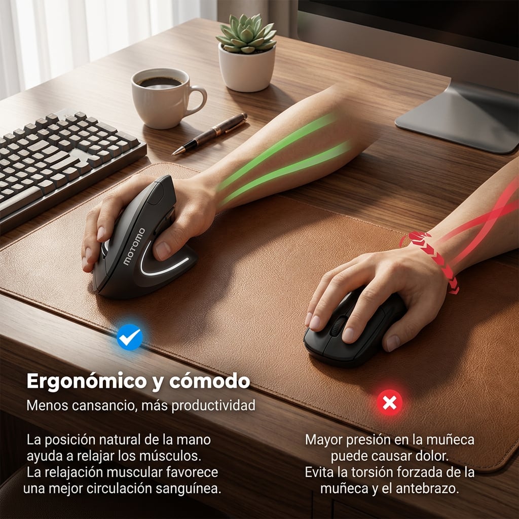Mouse Ergonómico Vertical Bluetooth DPI Ajustable Negro5