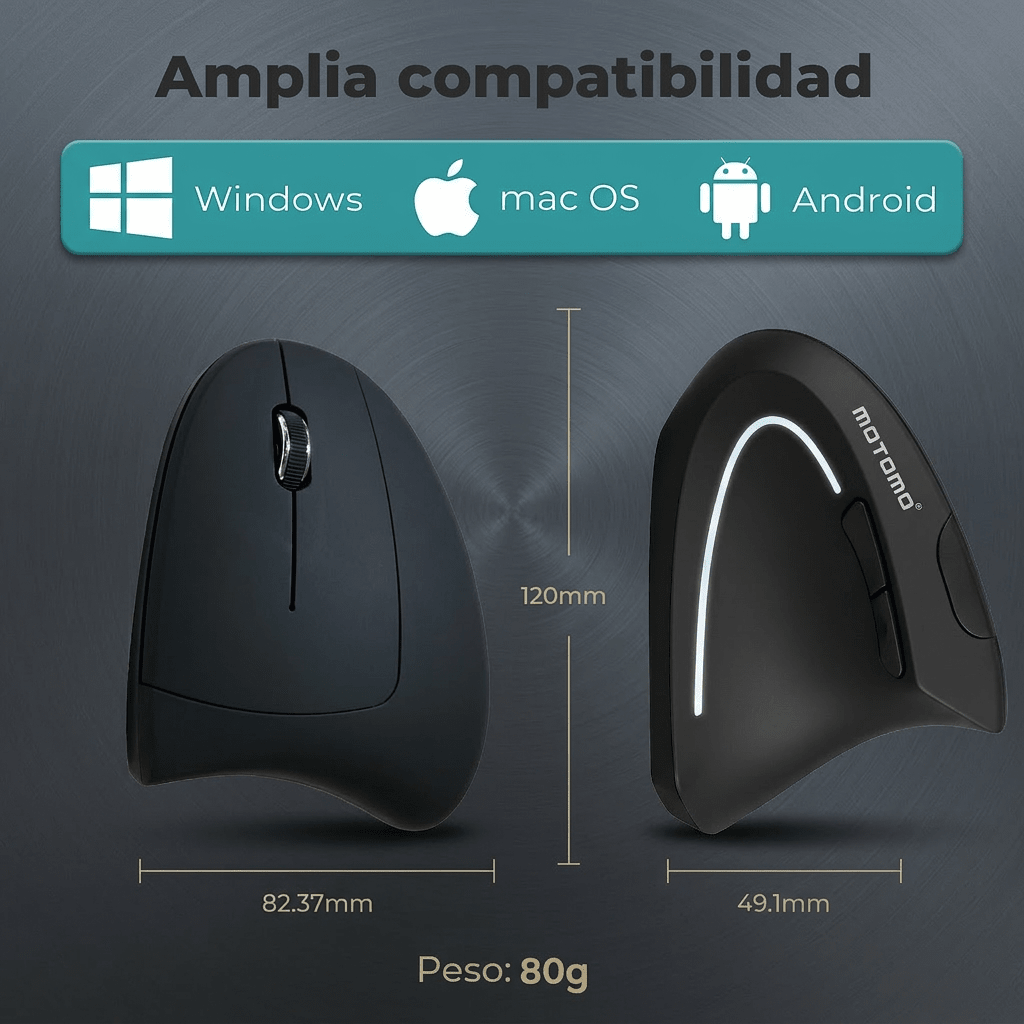 Mouse Ergonómico Vertical Bluetooth DPI Ajustable Negro6