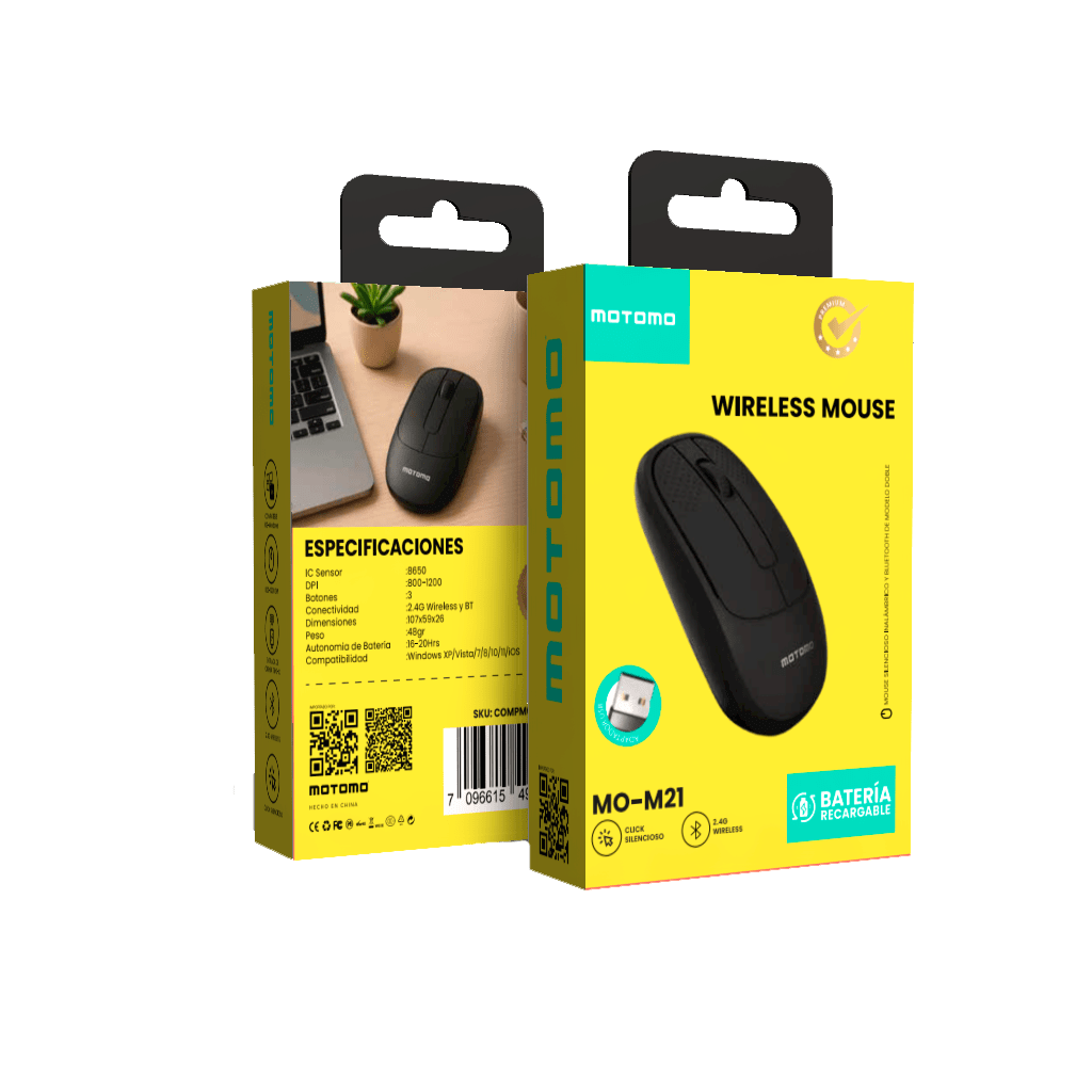 Mouse Inalámbrico Bluetooth 2.4G Recargable Silencioso Negro5