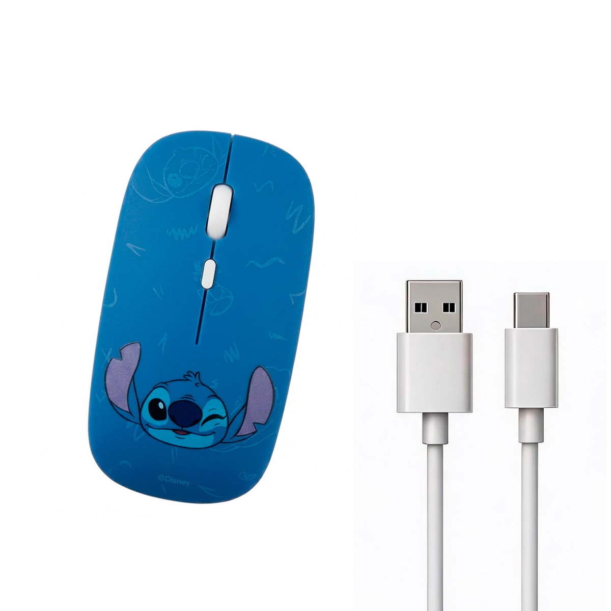 Mouse Inalámbrico Disney Stitch Azul Recargable Bluetooth3
