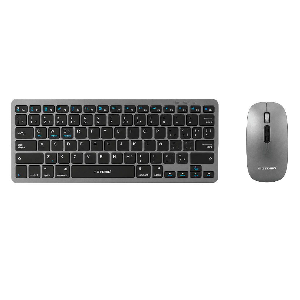 Kit Teclado y Mouse Inalámbrico MO-B040 Bluetooth Gris1