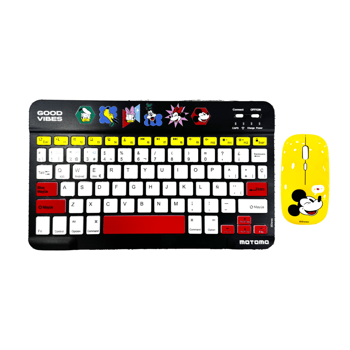 Kit Teclado Y Mouse Inalámbrico Disney Colores Español1