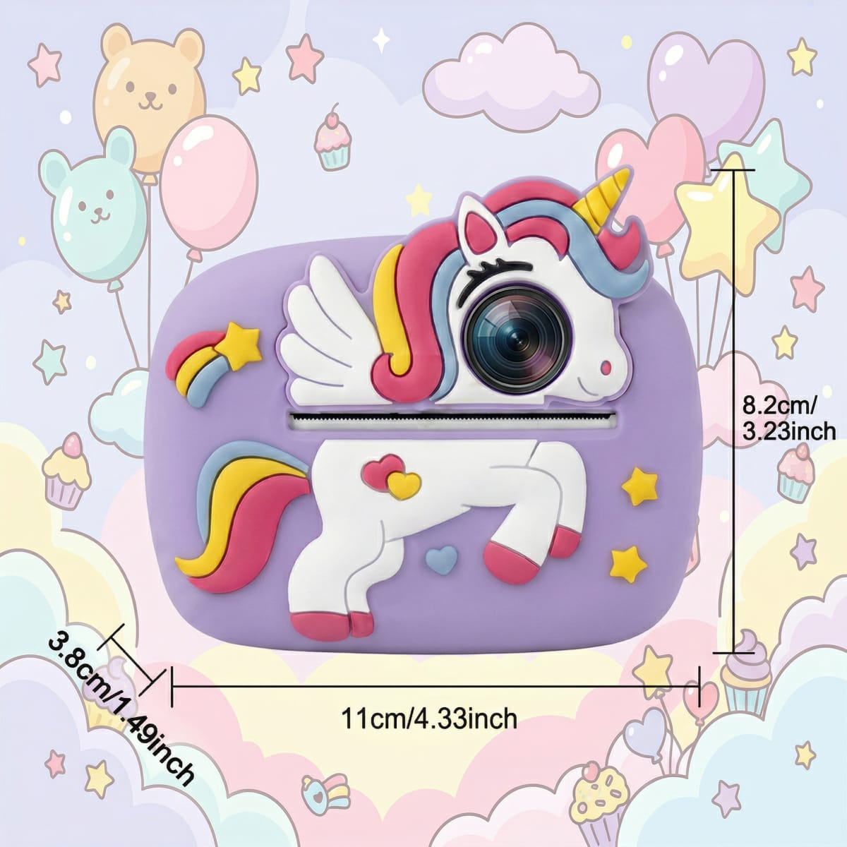 Cámara Instantánea Infantil Full Hd Unicornio Niña3
