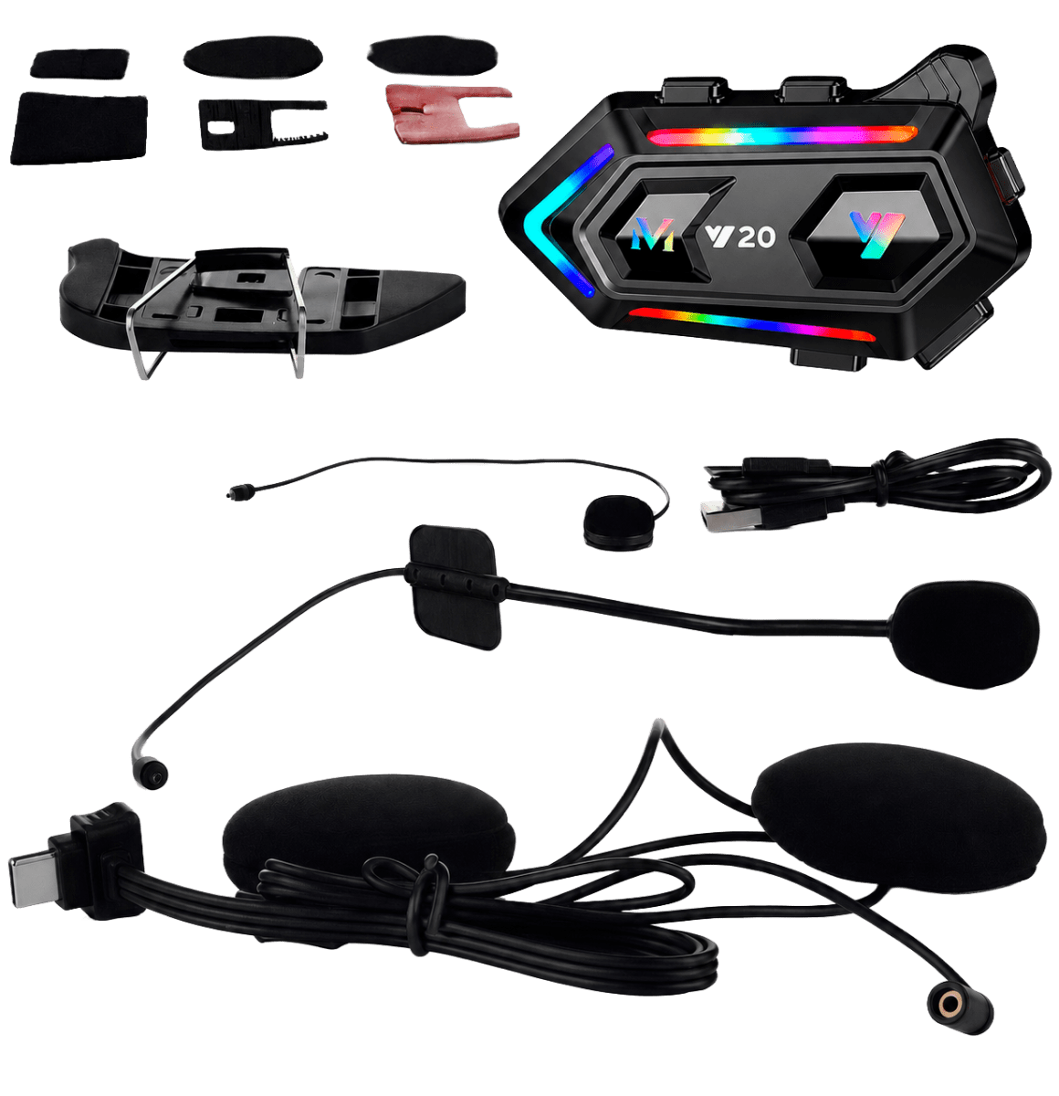 Intercomunicador Bluetooth Y20 Max Casco Moto LED RGB3