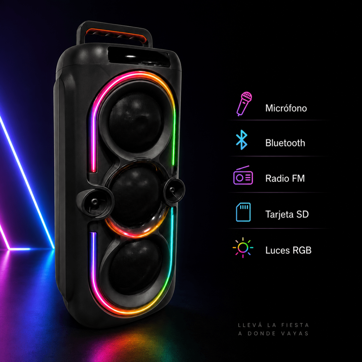 Parlante Bluetooth Karaoke Microfono RGB ABS-43026