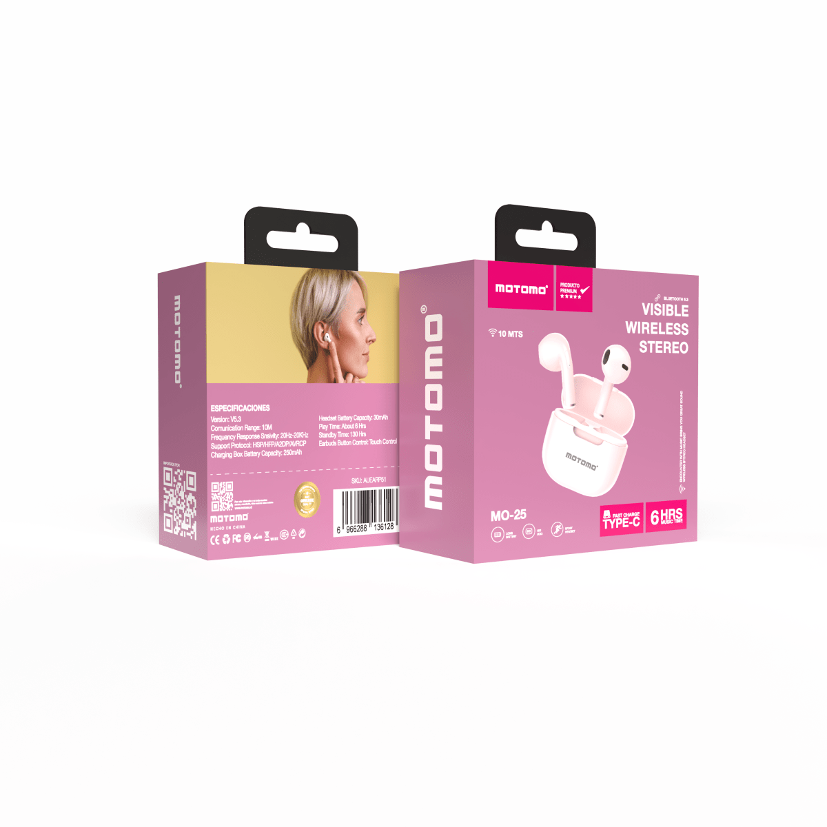 Audífonos In-ear Motomo MO-25 Bt Rosa Inalámbricos5