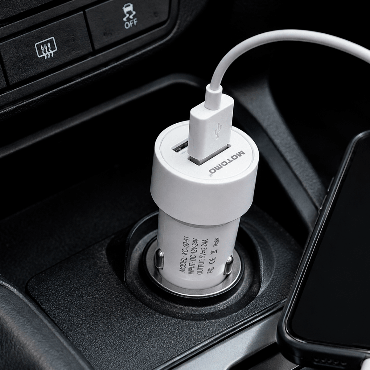Cargador de Auto MO-CAR21 Doble USB 2.4A 12V-24V4