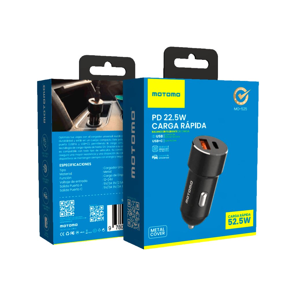 Cargador Auto MO-525 USB-C/USB-A Carga Rápida 52.5W5