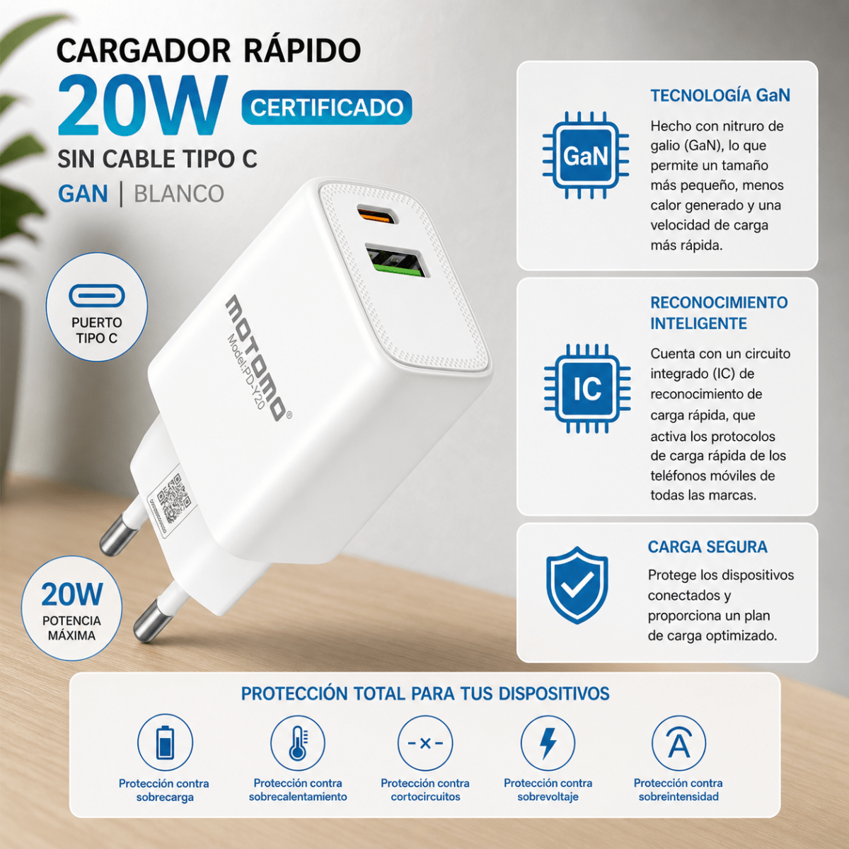 Cargador MO-PD Y20 Carga Rápida Sin Cable4