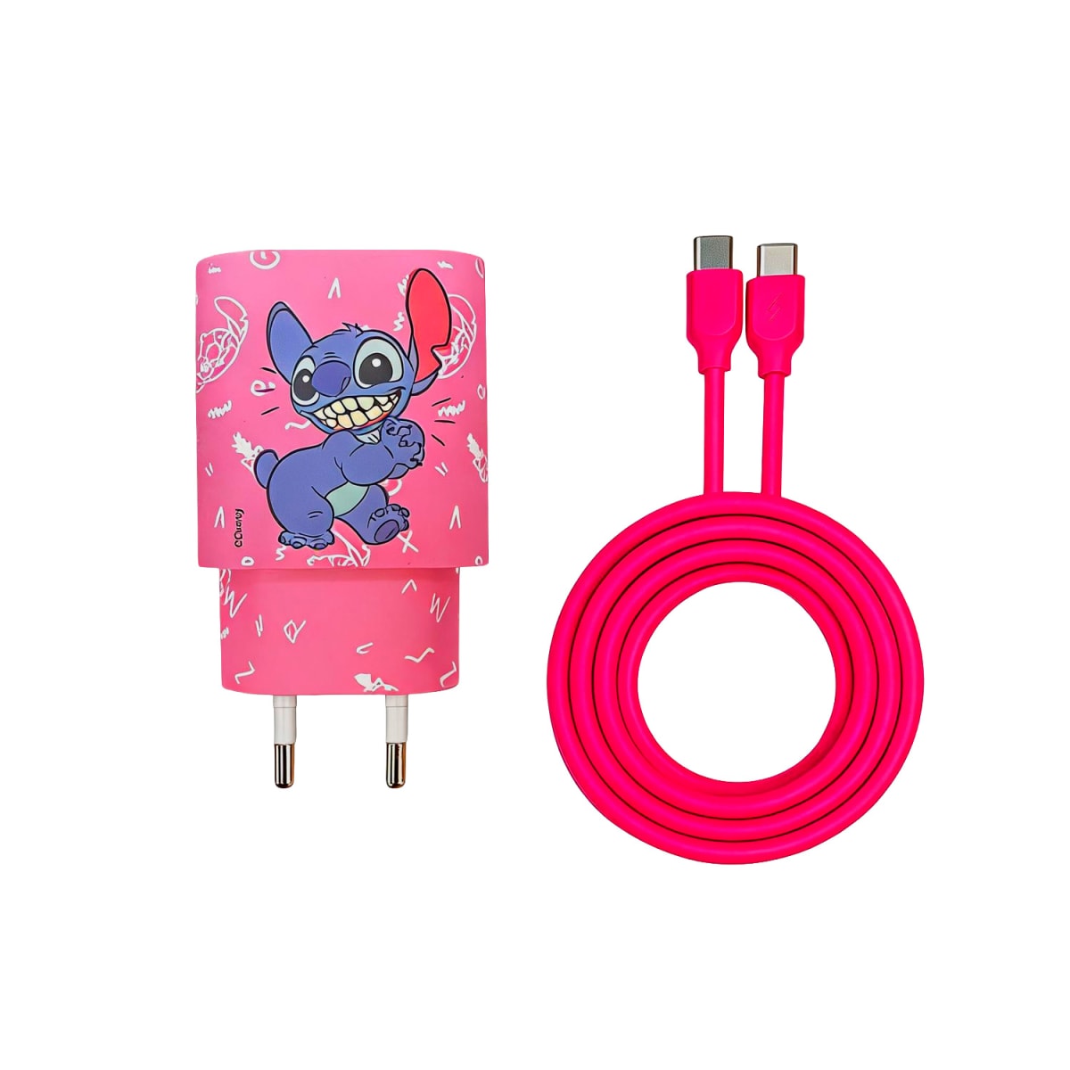 Cargador Rapido SEC Disney Stitch Rosa 20W Con Cable Tipo C4