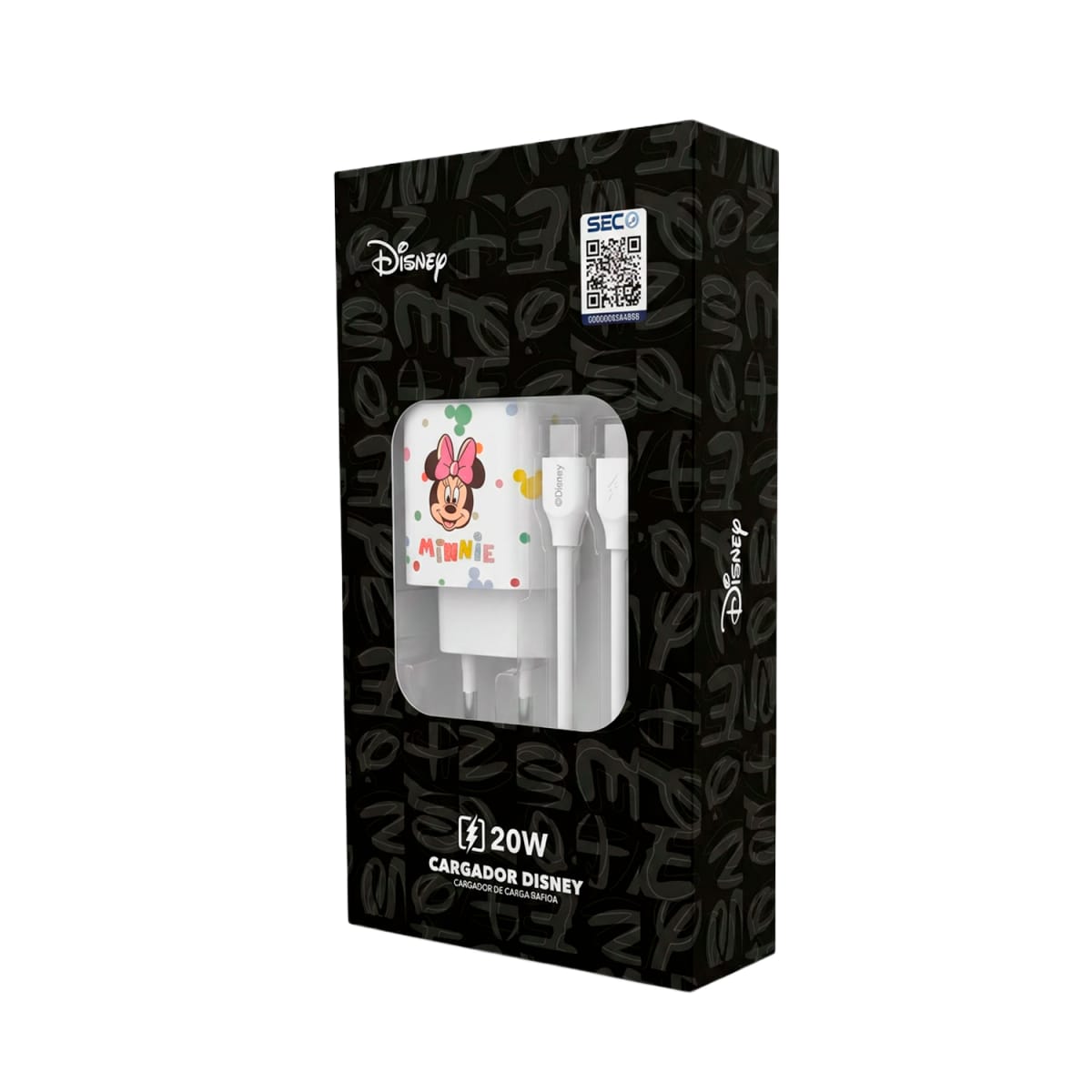 Cargador Rapido SEC Disney Minnie Blanco 20W Con Cable Tipo C5