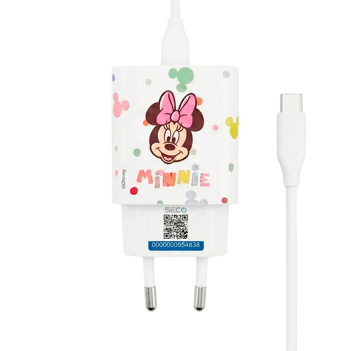 Cargador Rapido SEC Disney Minnie Blanco 20W Con Cable Tipo C4