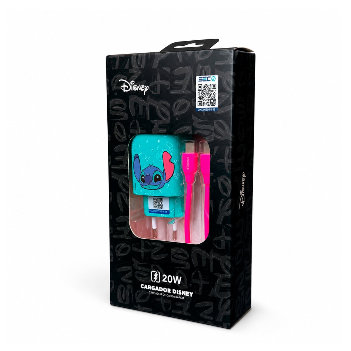 Cargador Rapido SEC Disney Sticht Verde 20W Con Cable Tipo C5