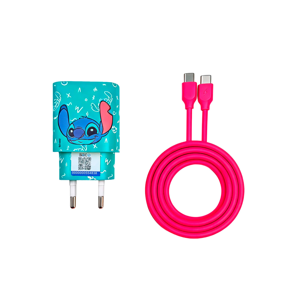 Cargador Rapido SEC Disney Sticht Verde 20W Con Cable Tipo C4