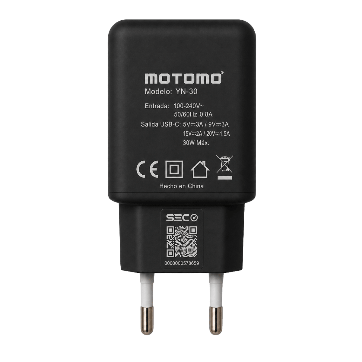 Cargador Rápido GaN SEC 30W USB-C PD YN-30 Negro3