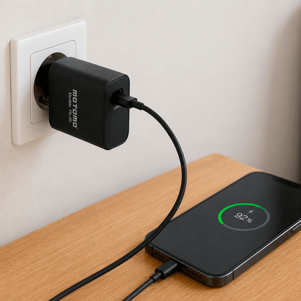 Cargador Rápido GaN SEC 30W USB-C PD YN-30 Negro4