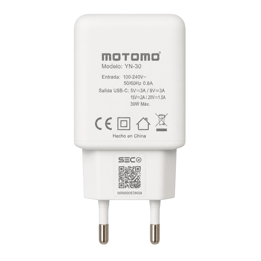 Cargador Rápido GaN SEC 30W USB-C PD YN-30 Blanco2