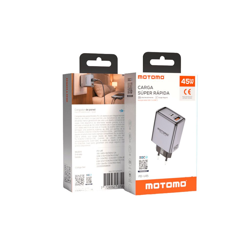 Cargador de Pared PD-L45 Dual, con cable tipo-c7
