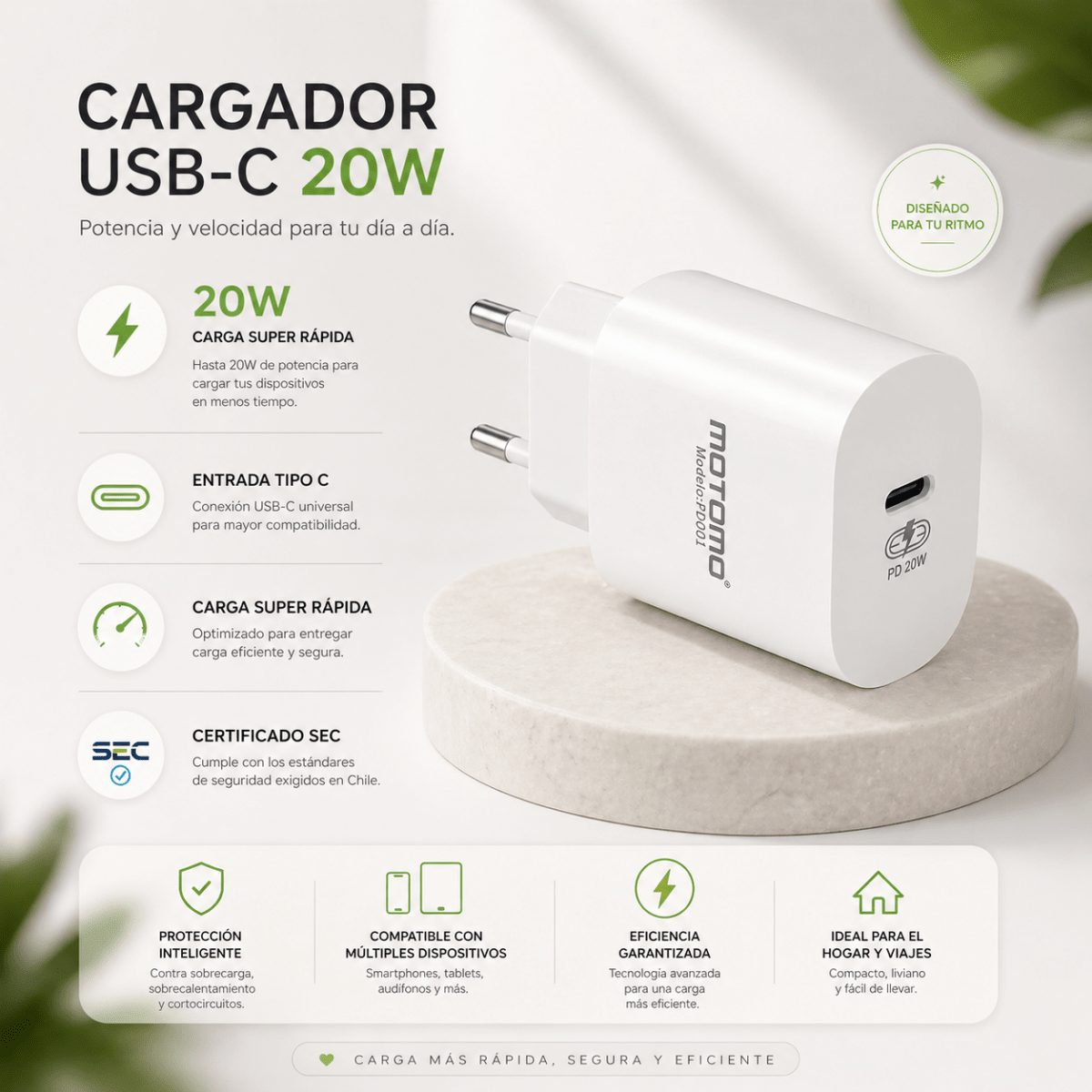 Cargador de Pared PD001 PD 20W sin Cable4