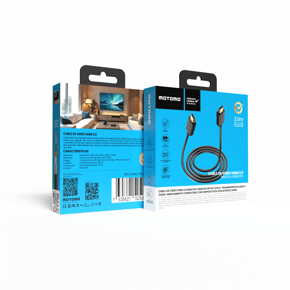 Cable Motomo HDMI 3.0 Mts 4K5