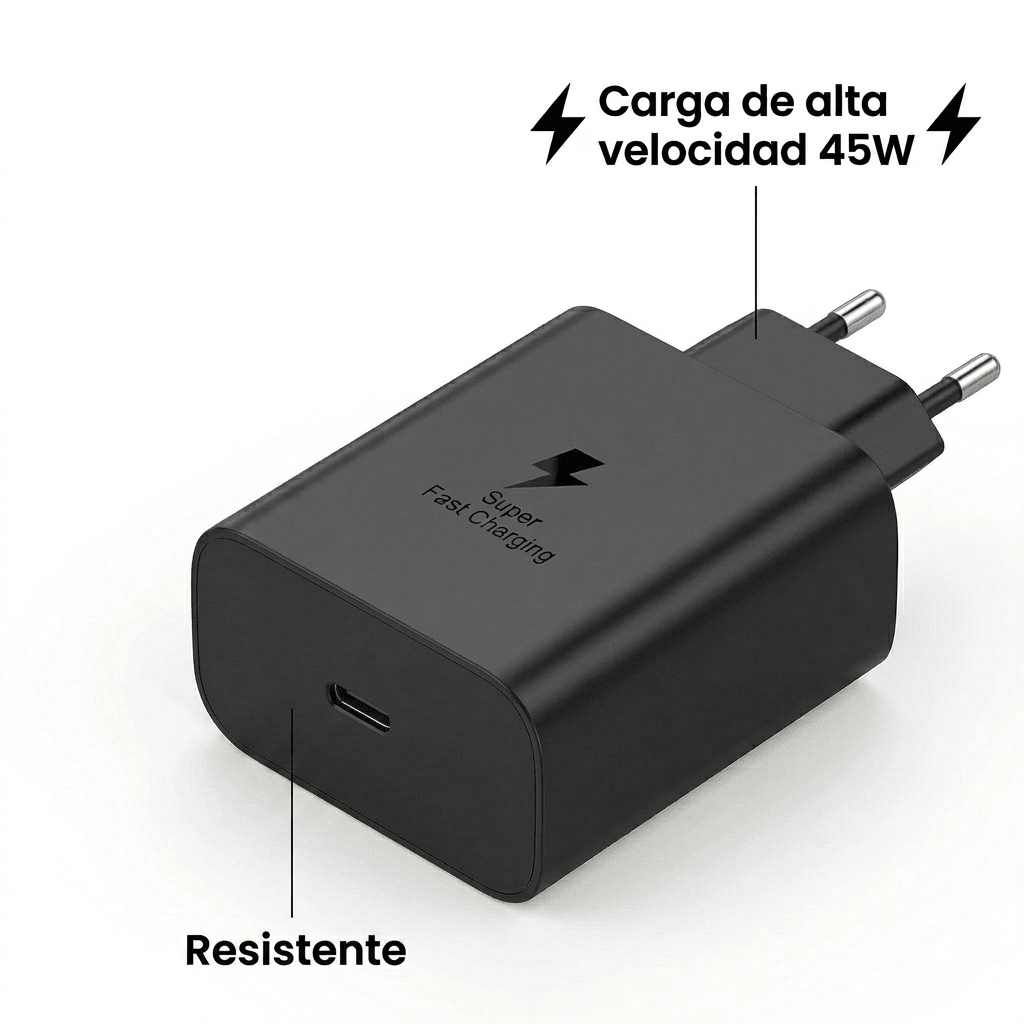 Cargador Rápido Certificado 45w Sin Cable Tipo C Pd Negro2
