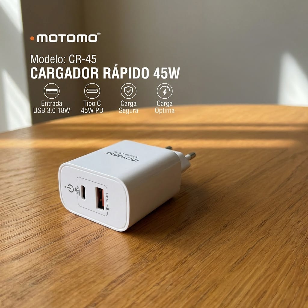 Cargador Rápido Certificado 45w Sin Cable Usb Tipo C Dual4