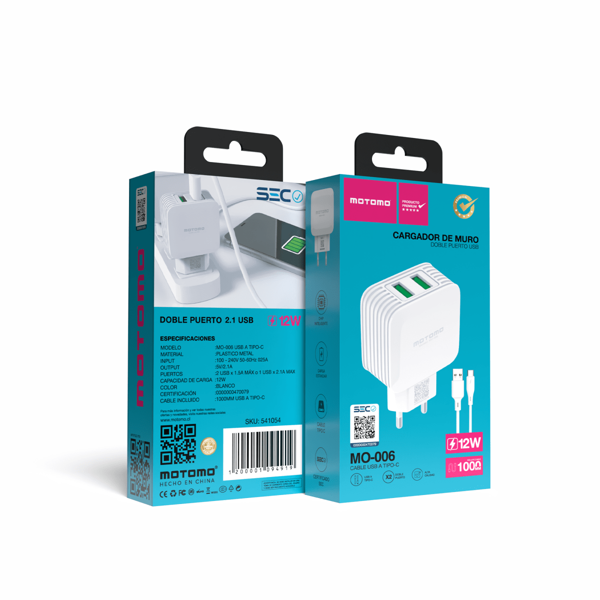 Cargador de Pared MO-006 Con Cable Tipo C4