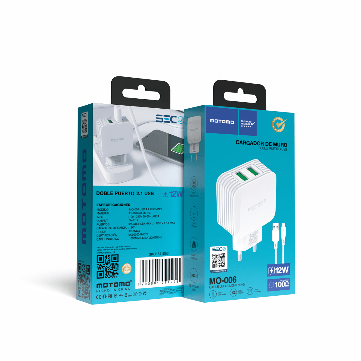 Cargador de Pared MO-006 Con Cable Lighting4