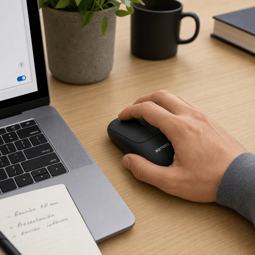 Mouse Inalámbrico Bluetooth 2.4G Recargable Silencioso Negro4