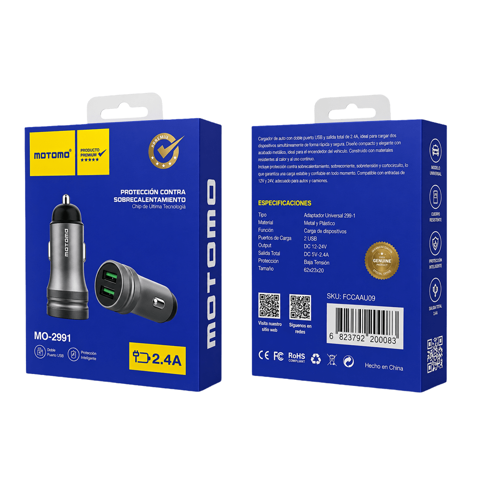 Cargador de Auto 299-1 ABS 2.4A NEGRO5