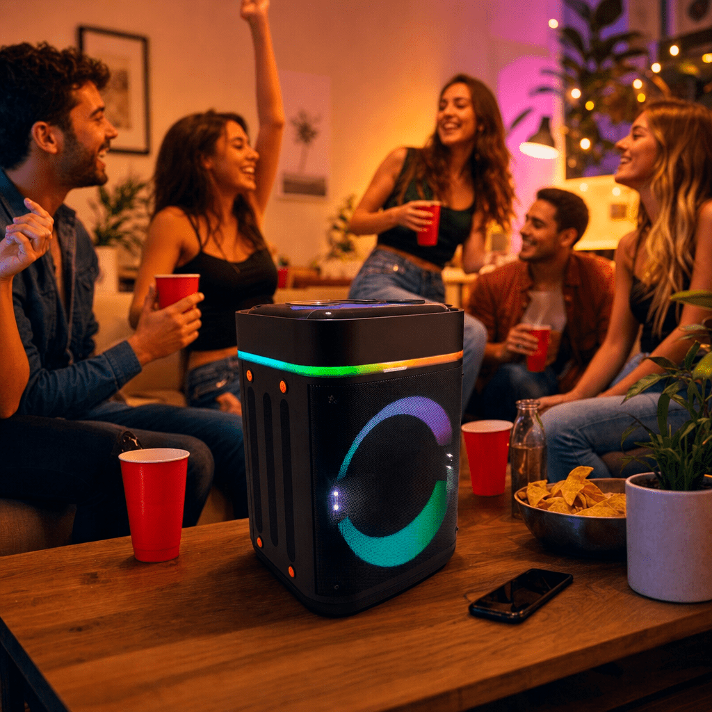 Parlante Bluetooth Karaoke ABS-8107 RGB con Microfono4