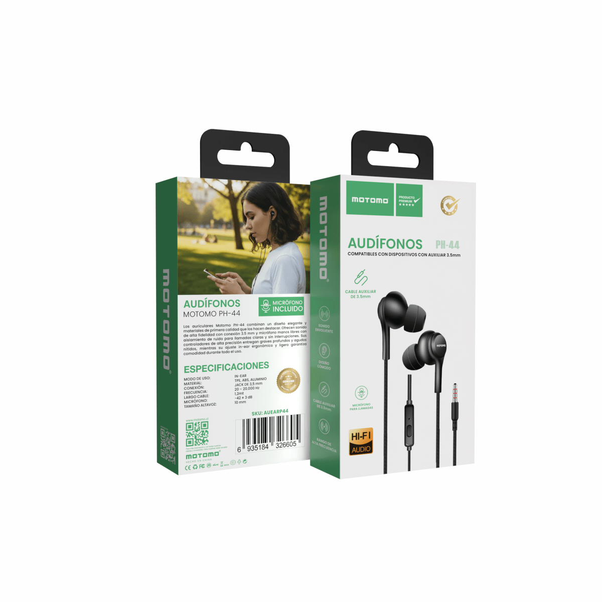 Audífonos In-ear Motomo Ph-44 Negro Control Volumen6