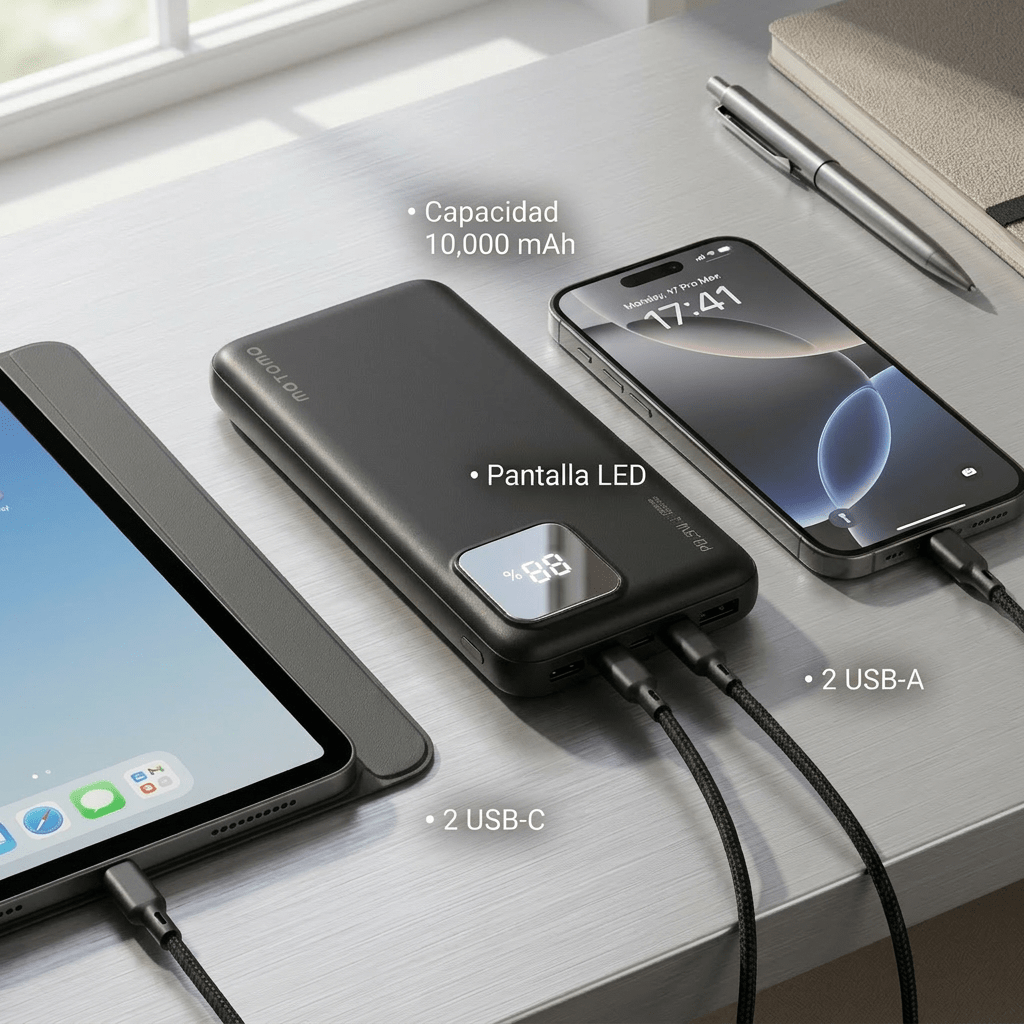 Powerbank Cargador Portátil 10000mAh 22.5W PD Motomo5