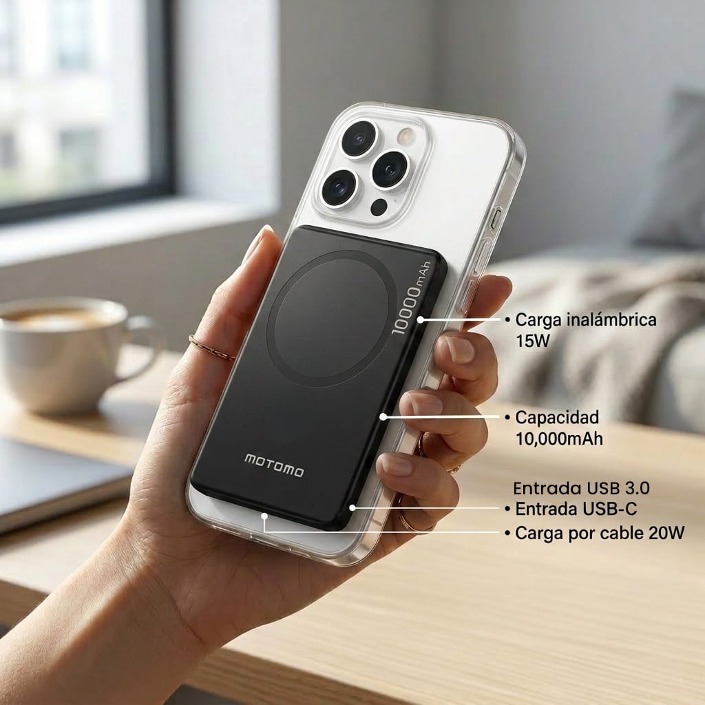 Powerbank Cargador Portátil 10000mAh 22.5W MagSafe Motomo5